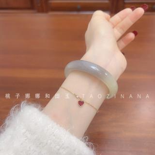 53 54圈口新疆黄口料烟紫双色天然老坑和田玉手镯玉镯子女款鉴定