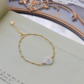 时尚和田玉珠项链女14k包金简约锁骨链2021年新款